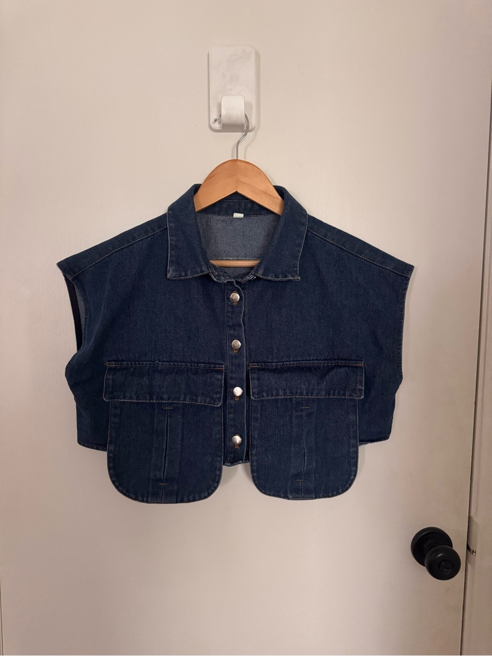 Denim Cape Jacket Vest Oversized Cropped Utility Size M
